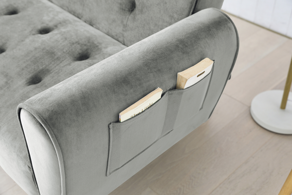 OasisDream Grey Velvet Sofa Bed