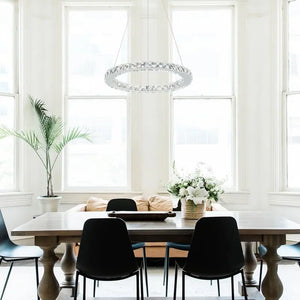Single Ring Crystal Pendant LED Adjustable Design Chandelier Fin and Furn