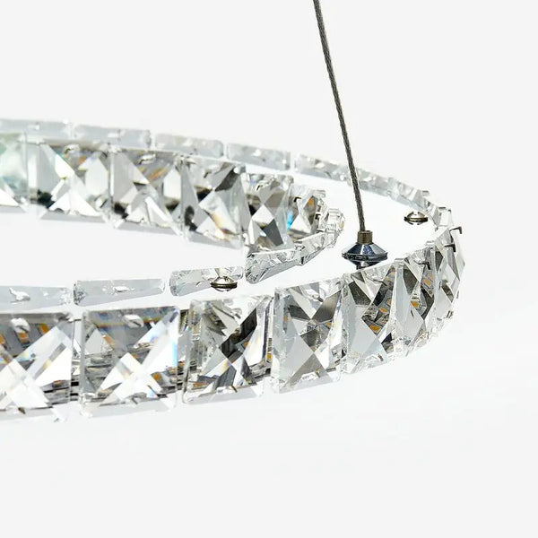Single Ring Crystal Pendant LED Adjustable Design Chandelier Fin and Furn