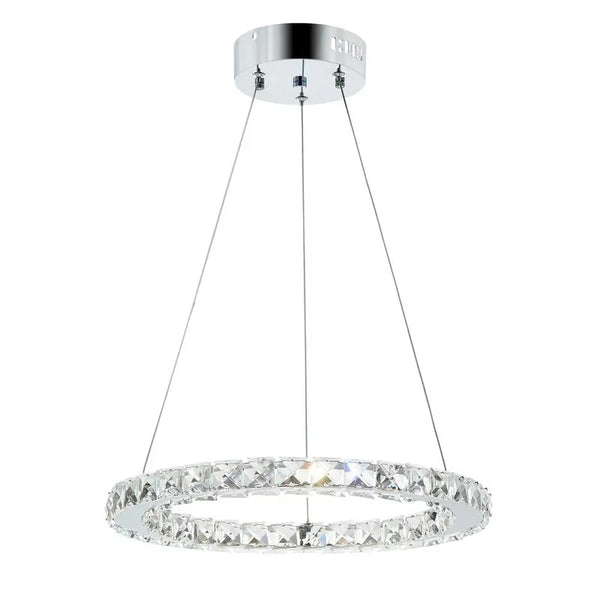 Single Ring Crystal Pendant LED Adjustable Design Chandelier Fin and Furn