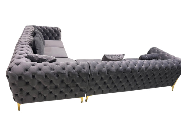 Smith Light Grey Sectional Sofa Fin and Furn