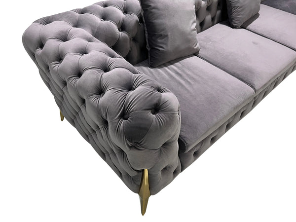 Smith Light Grey Sectional Sofa Fin and Furn