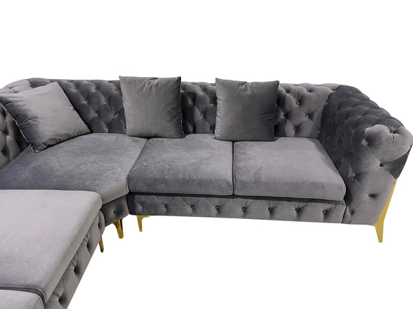 Smith Light Grey Sectional Sofa Fin and Furn