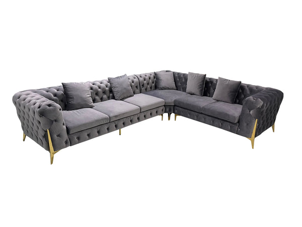 Smith Light Grey Sectional Sofa Fin and Furn