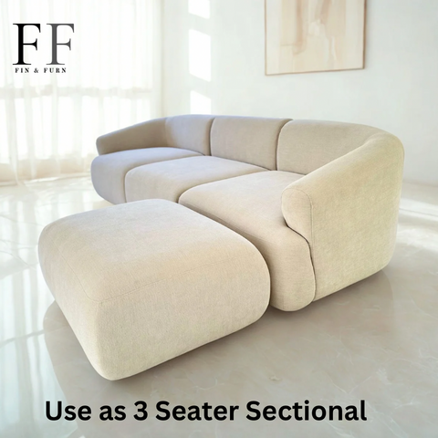 ModLux modular sofa configured as a 4-seater in beige performance fabric living room setup