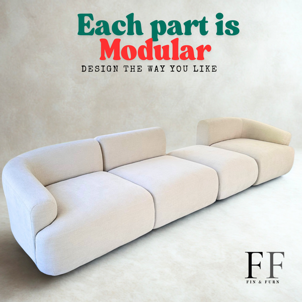 ModLux modular sofa configured as a 4-seater in beige performance fabric